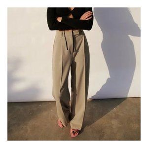 ZARA Menswear Wide Leg Pants High Waist Tan